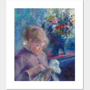 Young Woman Sewing by Auguste Renoir Posters and Art